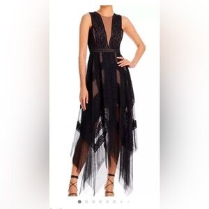 BCBGMaxAzria Black High Low Lace Dress